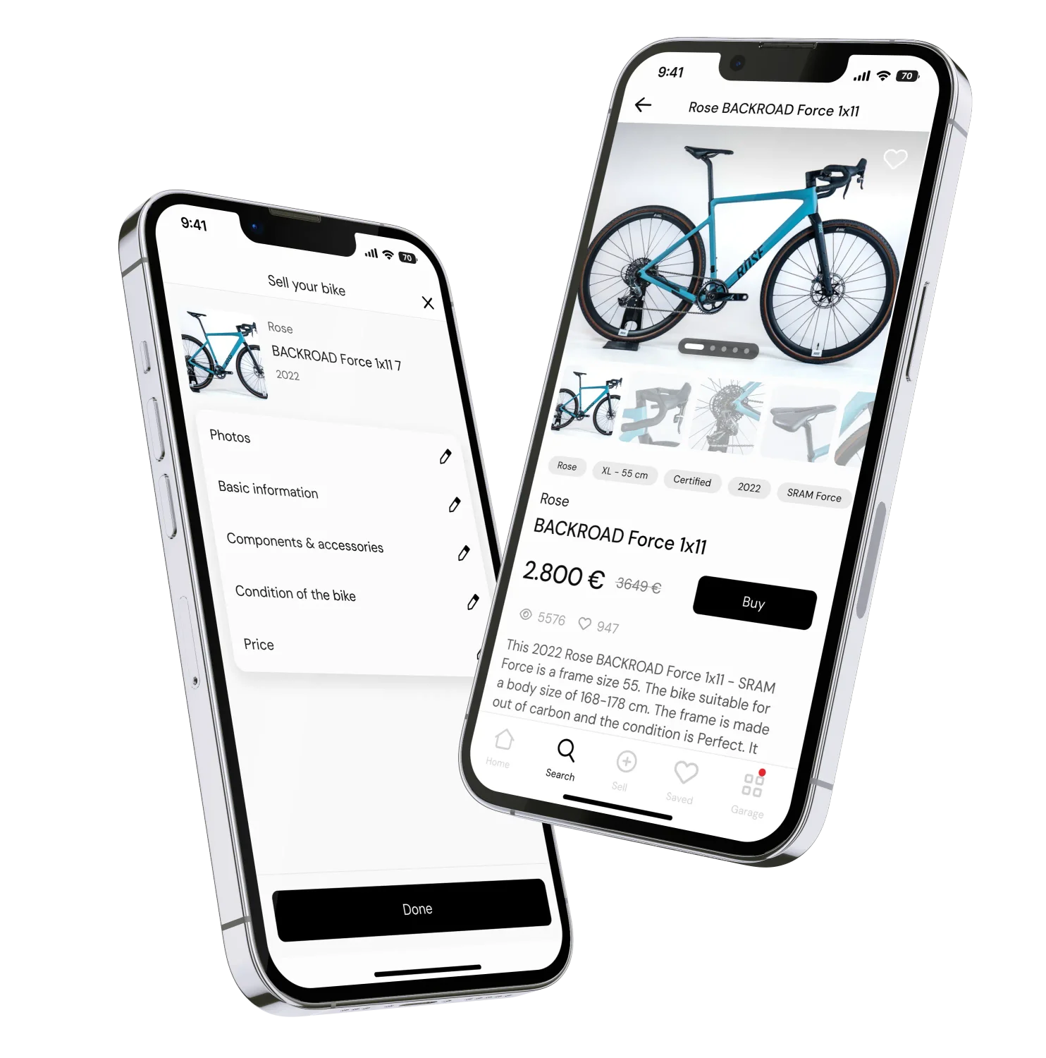 buycycle mobile app screenshots